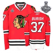 Adam Burish Jersey Reebok Chicago Blackhawks 37 Authentic Red Home Man With 2013 Stanley Cup Finals NHL Jersey
