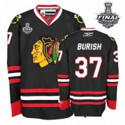 Adam Burish Jersey Reebok Chicago Blackhawks 37 Authentic Black Man With 2013 Stanley Cup Finals NHL Jersey