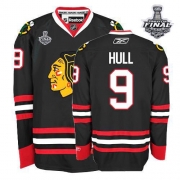 Bobby Hull Jersey Youth Reebok Chicago Blackhawks 9 Premier Black With 2013 Stanley Cup Finals NHL Jersey