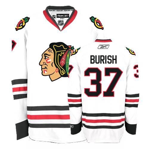 Adam Burish Jersey Reebok Chicago Blackhawks 37 Premier White Man NHL Jersey