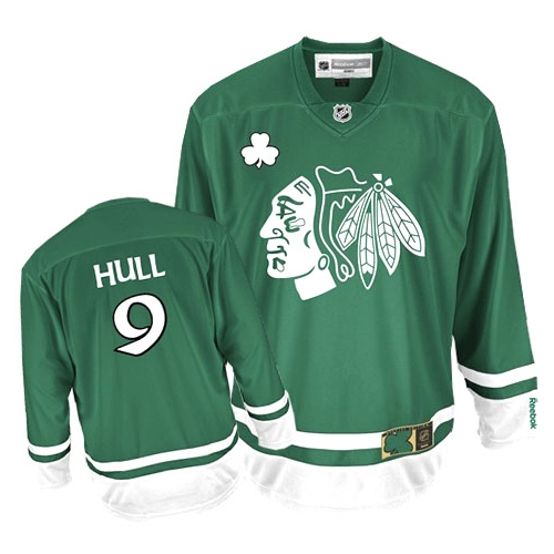 Bobby Hull Jersey Reebok Chicago Blackhawks 9 Premier Green St Pattys Day Man NHL Jersey