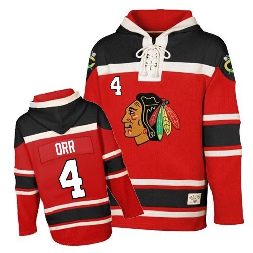 Bobby Orr Jersey Old Time Hockey Chicago Blackhawks 4 Red Sawyer Hooded Sweatshirt Authentic NHL Jersey