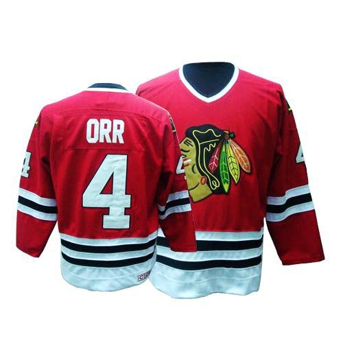 Bobby Orr Jersey CCM Chicago Blackhawks 4 Authentic Red Throwback Man NHL Jersey