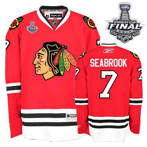 Brent Seabrook Jersey Reebok Chicago Blackhawks 7 Premier Red Home Man With 2013 Stanley Cup Finals NHL Jersey