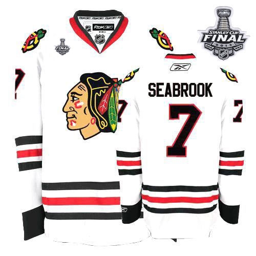 Brent Seabrook Jersey Reebok Chicago Blackhawks 7 Premier White Man With 2013 Stanley Cup Finals NHL Jersey