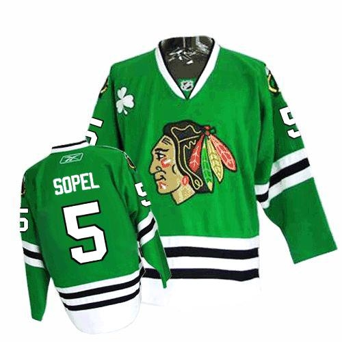 Brent Sopel Jersey Reebok Chicago Blackhawks 5 Premier Green Man NHL Jersey