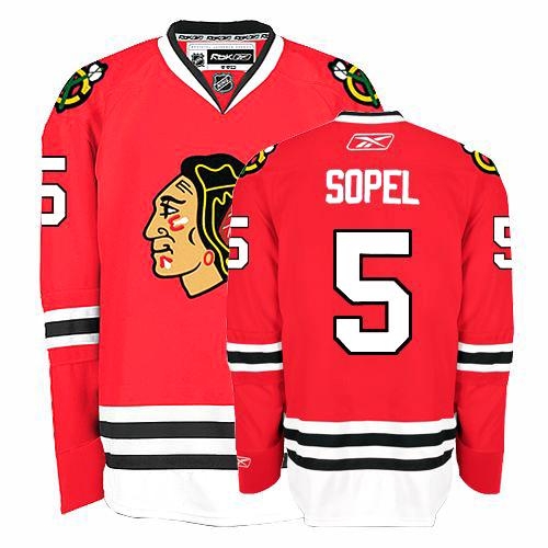 Brent Sopel Jersey Reebok Chicago Blackhawks 5 Authentic Red Home Man NHL Jersey