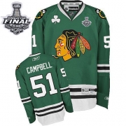 Brian Campbell Jersey Reebok Chicago Blackhawks 51 Premier Green Man With 2013 Stanley Cup Finals NHL Jersey