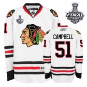 Brian Campbell Jersey Reebok Chicago Blackhawks 51 Premier White Man With 2013 Stanley Cup Finals NHL Jersey