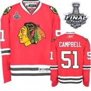 Brian Campbell Jersey Reebok Chicago Blackhawks 51 Authentic Red Home Man With 2013 Stanley Cup Finals NHL Jersey