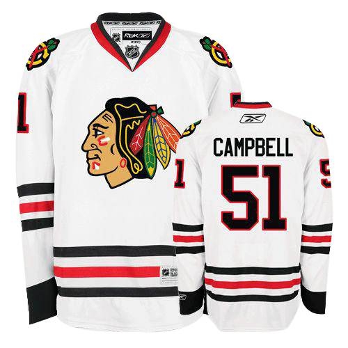 Brian Campbell Jersey Reebok Chicago Blackhawks 51 Premier White Man NHL Jersey