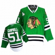 Brian Campbell Jersey Reebok Chicago Blackhawks 51 Premier Green Man NHL Jersey