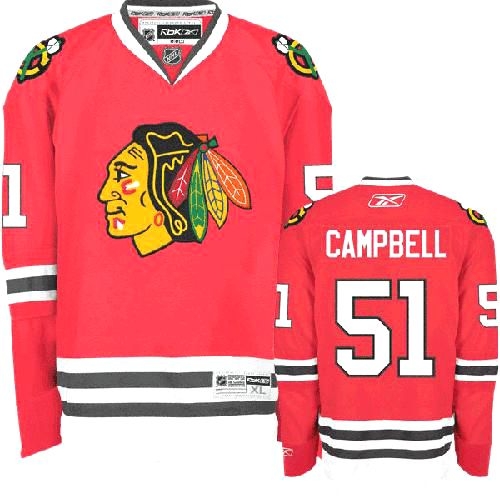 Brian Campbell Jersey Reebok Chicago Blackhawks 51 Authentic Red Home Man NHL Jersey