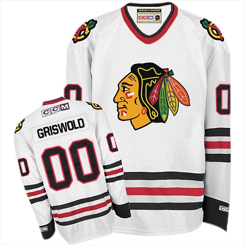Clark Griswold Jersey CCM Chicago Blackhawks 00 White Throwback Authentic NHL Jersey