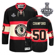 Corey Crawford Jersey Reebok Chicago Blackhawks 50 Black New Third Authentic With 2013 Stanley Cup Finals NHL Jersey