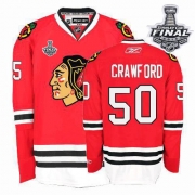 Corey Crawford Jersey Reebok Chicago Blackhawks 50 Red Premier With 2013 Stanley Cup Finals NHL Jersey