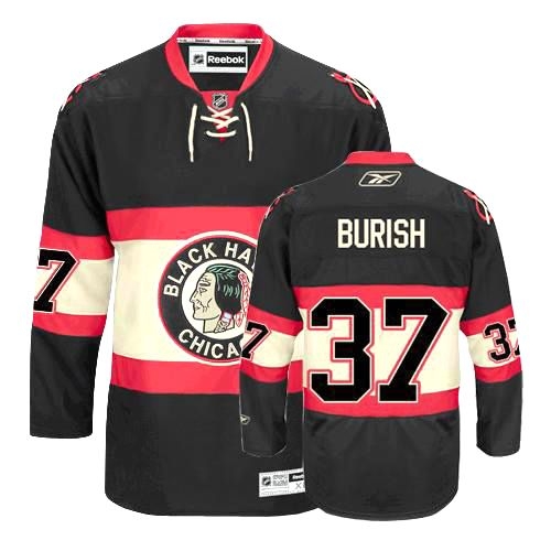 Adam Burish Jersey Youth Reebok Chicago Blackhawks 37 Authentic Black New Third NHL Jersey