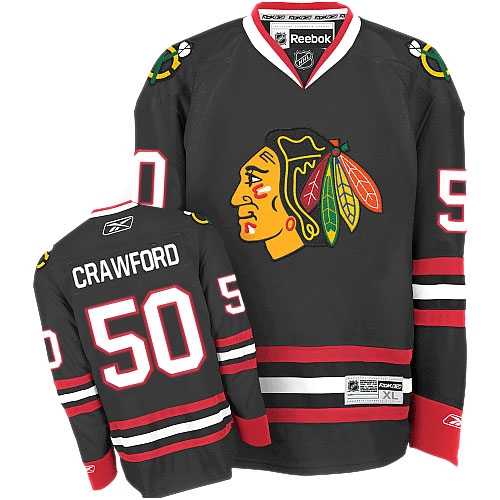 Corey Crawford Jersey Reebok Chicago Blackhawks 50 Black Premier NHL Jersey