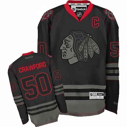 Corey Crawford Jersey Reebok Chicago Blackhawks 50 Black Ice Authentic NHL Jersey