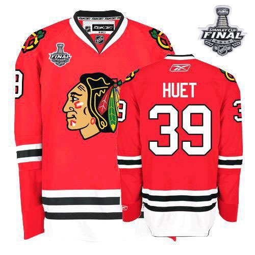 Cristobal Huet Jersey Reebok Chicago Blackhawks 39 Premier Red Home Man With 2013 Stanley Cup Finals NHL Jersey