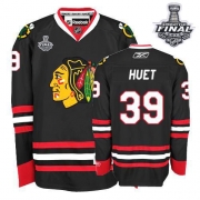 Cristobal Huet Jersey Reebok Chicago Blackhawks 39 Authentic Black Man With 2013 Stanley Cup Finals NHL Jersey