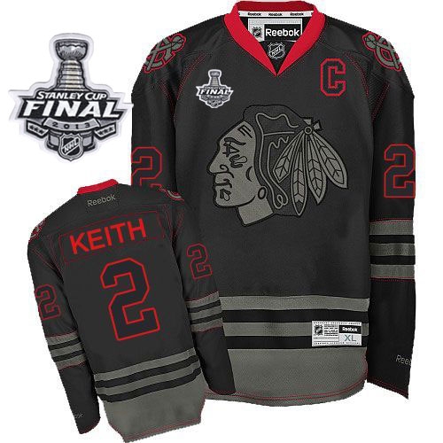 Duncan Keith Jersey Reebok Chicago Blackhawks 2 Black Ice Authentic With 2013 Stanley Cup Finals NHL Jersey