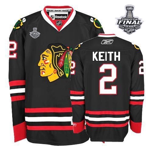Duncan Keith Jersey Youth Reebok Chicago Blackhawks 2 Premier Black With 2013 Stanley Cup Finals NHL Jersey