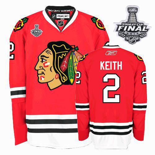 Duncan Keith Jersey Youth Reebok Chicago Blackhawks 2 Premier Red Home With 2013 Stanley Cup Finals NHL Jersey