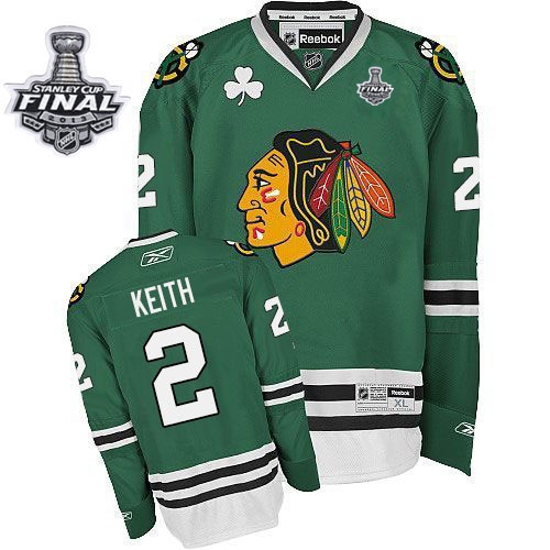 Duncan Keith Jersey Reebok Chicago Blackhawks 2 Premier Green Man With 2013 Stanley Cup Finals NHL Jersey