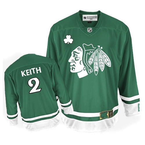 Duncan Keith Jersey Reebok Chicago Blackhawks 2 Authentic Green St Pattys Day Man NHL Jersey