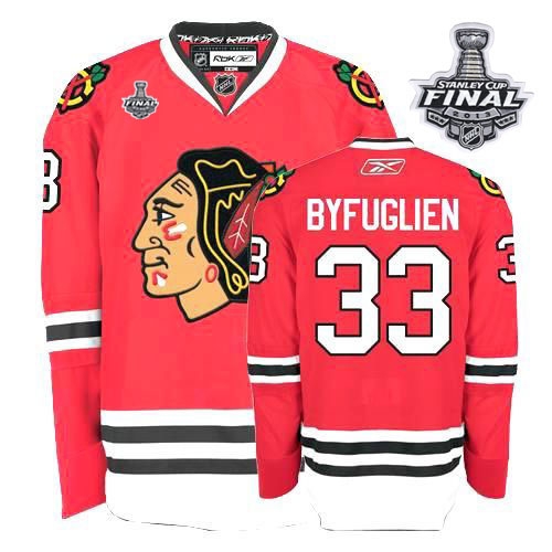 Dustin Byfuglien Jersey Youth Reebok Chicago Blackhawks 33 Premier Red Home With 2013 Stanley Cup Finals NHL Jersey