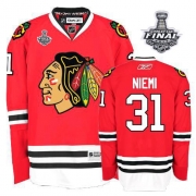Antti Niemi Jersey Youth Reebok Chicago Blackhawks 31 Premier Red Home With 2013 Stanley Cup Finals NHL Jersey