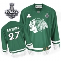 Jeremy Morin Jersey Reebok Chicago Blackhawks 27 Authentic Green St Pattys Day Man With 2013 Stanley Cup Finals NHL Jersey