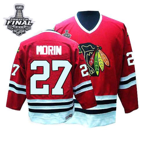 Jeremy Morin Jersey CCM Chicago Blackhawks 27 Red Throwback Authentic With 2013 Stanley Cup Finals NHL Jersey
