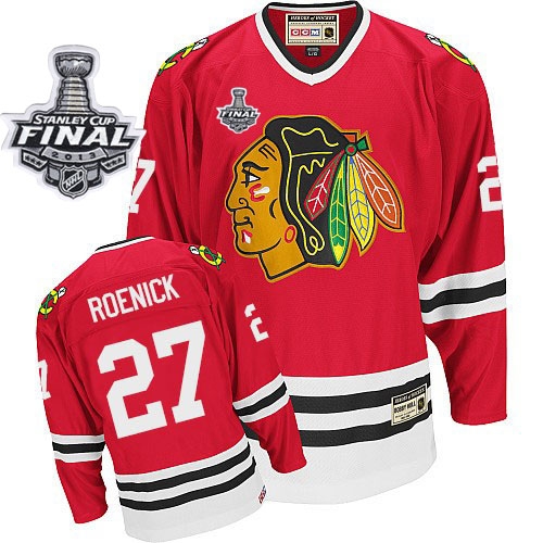 Jeremy Roenick Jersey CCM Chicago Blackhawks 27 Red Throwback Premier With 2013 Stanley Cup Finals NHL Jersey