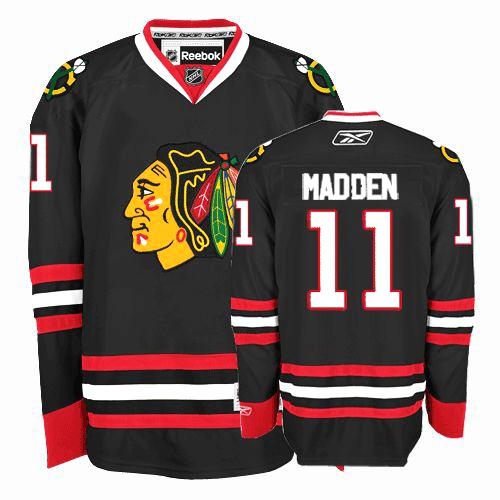 John Madden Jersey Reebok Chicago Blackhawks 11 Premier Black Man NHL Jersey