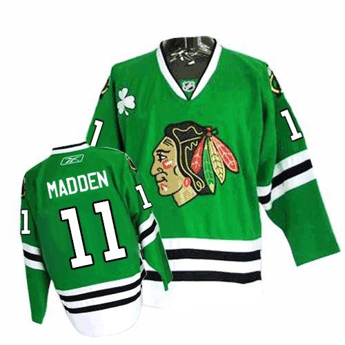 John Madden Jersey Reebok Chicago Blackhawks 11 Premier Green Man NHL Jersey