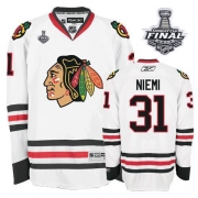 Antti Niemi Jersey Youth Reebok Chicago Blackhawks 31 Authentic White With 2013 Stanley Cup Finals NHL Jersey
