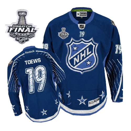 Jonathan Toews Jersey Reebok Chicago Blackhawks 19 Navy Blue 2012 Authentic With 2013 Stanley Cup Finals NHL Jersey