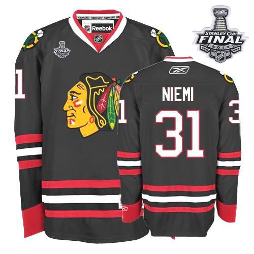 Antti Niemi Jersey Reebok Chicago Blackhawks 31 Authentic Black Man With 2013 Stanley Cup Finals NHL Jersey