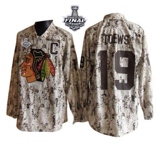 Jonathan Toews Jersey Reebok Chicago Blackhawks 19 Camouflage Premier With 2013 Stanley Cup Finals NHL Jersey