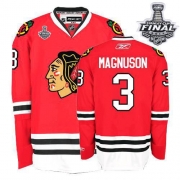 Keith Magnuson Jersey Reebok Chicago Blackhawks 3 Premier Red Home Man With 2013 Stanley Cup Finals NHL Jersey