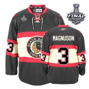 Keith Magnuson Jersey Reebok Chicago Blackhawks 3 Authentic Black New Third Man With 2013 Stanley Cup Finals NHL Jersey
