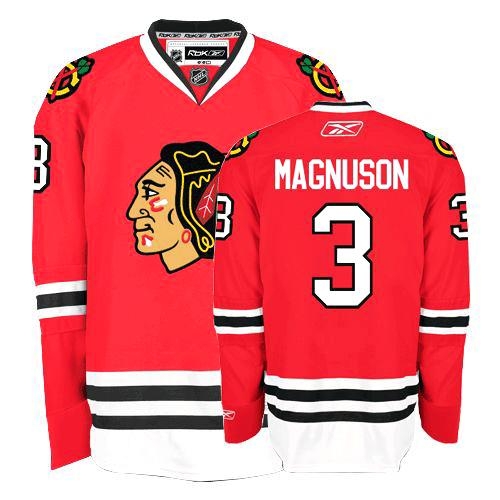 Keith Magnuson Jersey Reebok Chicago Blackhawks 3 Premier Red Home Man NHL Jersey