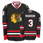 Keith Magnuson Jersey Reebok Chicago Blackhawks 3 Authentic Black Man NHL Jersey