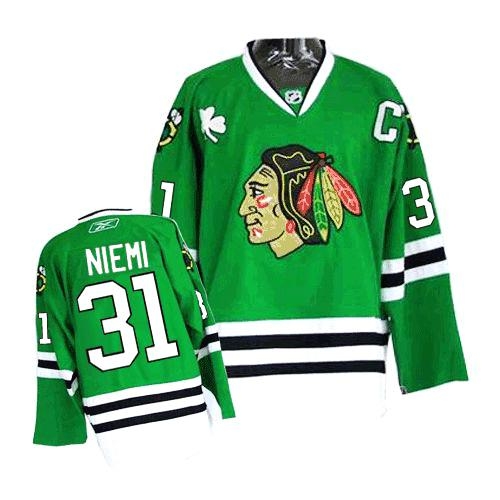 Antti Niemi Jersey Reebok Chicago Blackhawks 31 Premier Green Man NHL Jersey