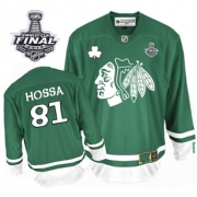 Marian Hossa Jersey Reebok Chicago Blackhawks 81 Premier Green St Pattys Day Man With 2013 Stanley Cup Finals NHL Jersey