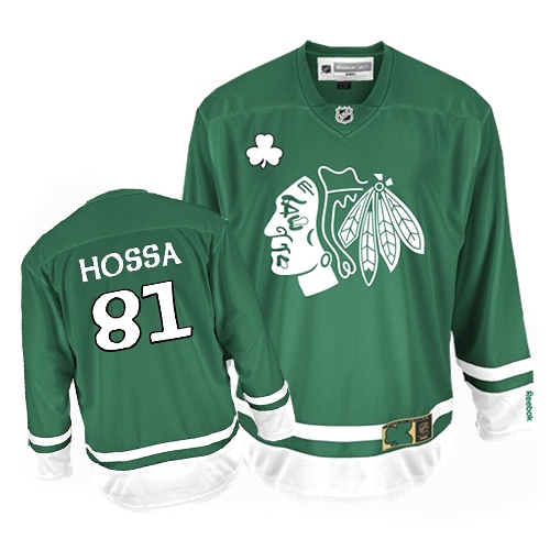 Marian Hossa Jersey Reebok Chicago Blackhawks 81 Premier Green St Pattys Day Man NHL Jersey