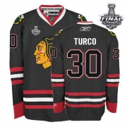 Marty Turco Jersey Reebok Chicago Blackhawks 30 Black Premier With 2013 Stanley Cup Finals NHL Jersey