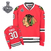 Marty Turco Jersey Reebok Chicago Blackhawks 30 Red Home Premier With 2013 Stanley Cup Finals NHL Jersey